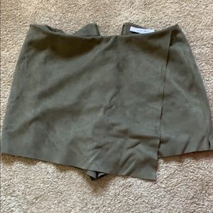 Olive suede skort